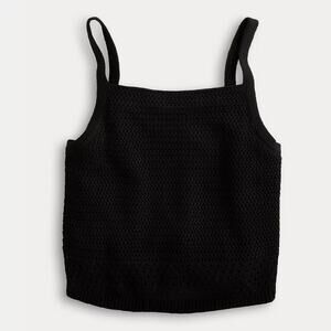 INTEMPO Crochet Black Tank Cami Spaghetti Top Lined Figure Flattering M NWT